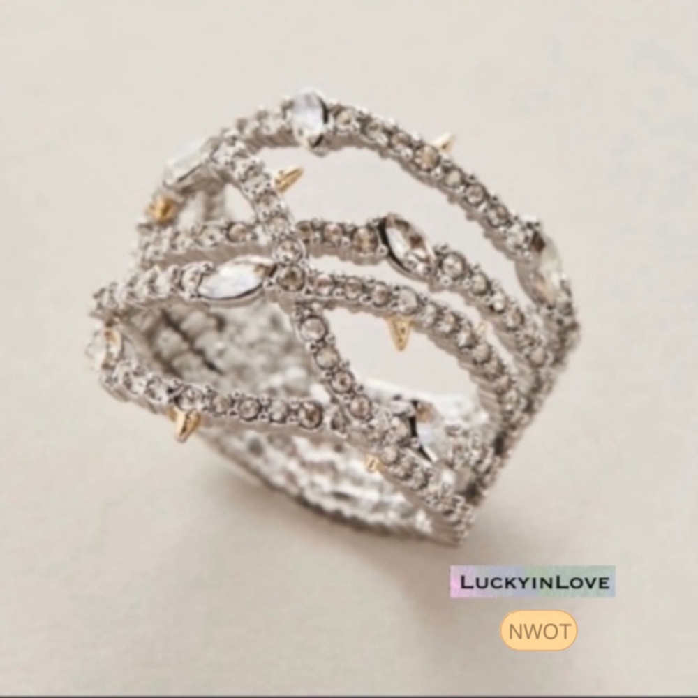 ALEXIS BITTAR • Silver Orbiting
Crystal Encrusted Thorny Lace Ring sz 7
